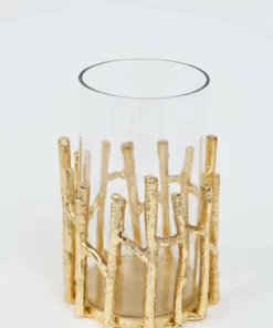 Inspire Me! Home Decor Glass Hurricane/Faux Floral Vase With Gold Twig Design (3 Sizes) 22 Inspire Me! Home Decor Glass Hurricane/Faux Floral Vase With Gold Twig Design (3 Sizes)