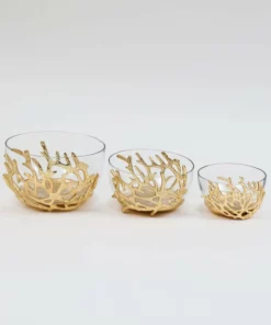 Inspire Me! Home Decor Bowls With Gold Textured Design (3 Sizes)