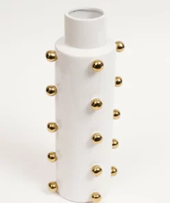 Inspire Me! Home Decor White Ceramic Studded Vase (3 Sizes)