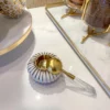 Inspire Me! Home Decor Gold & White Round Detailed Spoon Rest/Tea Light Holder