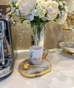 Inspire Me! Home Decor White Mug With Gold Handle (2 Styles)