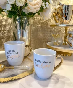 Inspire Me! Home Decor Mr. & Mrs. Mug Set (Set Of 2) Gold