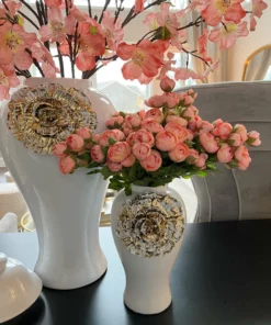 Inspire Me! Home Decor White Ginger Jar With Large Gold Flower Detail (3 Sizes)