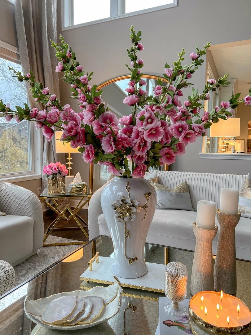 Inspire Me! Home Decor Floral Stems Hollyhock Stem (3 Colors) 5 Inspire Me! Home Decor Floral Stems Hollyhock Stem (3 Colors)