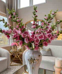 Inspire Me! Home Decor Floral Stems Hollyhock Stem (3 Colors) 20 Inspire Me! Home Decor Floral Stems Hollyhock Stem (3 Colors)