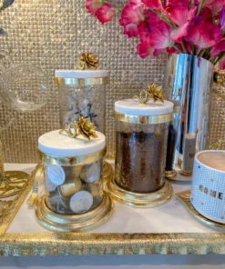 Inspire Me! Home Decor Gold Or Silver Canisters With Floral Lotus Lid (2 Colors) 19 Inspire Me! Home Decor Gold Or Silver Canisters With Floral Lotus Lid (2 Colors)