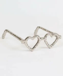 Inspire Me! Home Decor Silver Heart Eyes Glasses Decorative Sculpture