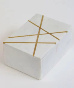 Inspire Me! Home Decor Marble Box With Gold Geometric Design