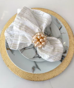 Inspire Me! Home Decor Gold Beaded Pearl Napkin Rings (Set Of 4)