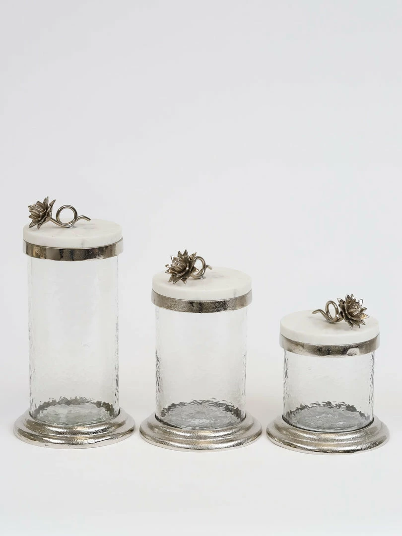 Inspire Me! Home Decor Gold Or Silver Canisters With Floral Lotus Lid (2 Colors) 17 Inspire Me! Home Decor Gold Or Silver Canisters With Floral Lotus Lid (2 Colors)