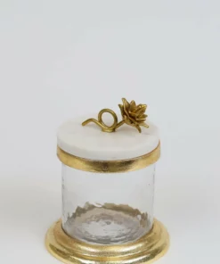 Inspire Me! Home Decor Gold Or Silver Canisters With Floral Lotus Lid (2 Colors) 24 Inspire Me! Home Decor Gold Or Silver Canisters With Floral Lotus Lid (2 Colors)