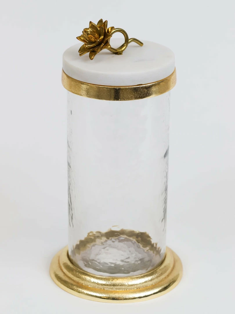 Inspire Me! Home Decor Gold Or Silver Canisters With Floral Lotus Lid (2 Colors) 12 Inspire Me! Home Decor Gold Or Silver Canisters With Floral Lotus Lid (2 Colors)