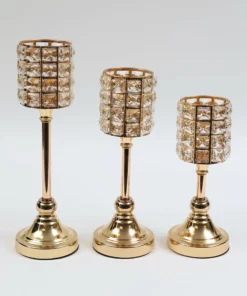 Inspire Me! Home Decor Gold Crystal Candleholders (Set Of 3)