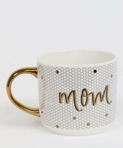 Inspire Me! Home Decor "Mom" Gold & White Tile Mug