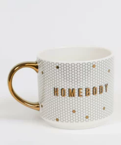Inspire Me! Home Decor "Homebody" Gold & White Tile Mug