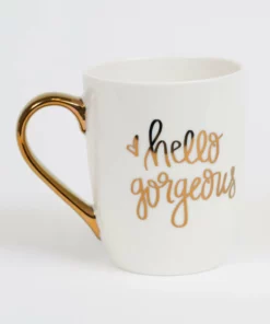 Inspire Me! Home Decor "Hello Gorgeous" Mug W/ Gold Handle