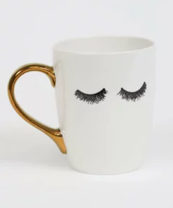 Inspire Me! Home Decor Eyelash Mug W/ Gold Handle