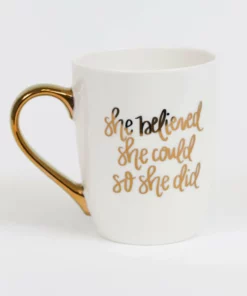 Inspire Me! Home Decor Gold "She Believed She Could So She Did" Mug