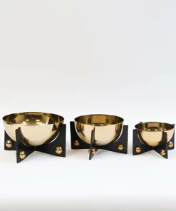 Inspire Me! Home Decor Gold Metal Bowl With Black Base (3 Sizes)