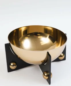 Inspire Me! Home Decor Gold Metal Bowl With Black Base (3 Sizes)