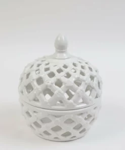 Inspire Me! Home Decor White Latticework Lidded Jar (2 Sizes) KITCHEN 9 Inspire Me! Home Decor White Latticework Lidded Jar (2 Sizes) KITCHEN
