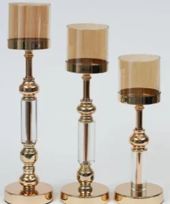 Inspire Me! Home Decor Classic Elegant Hurricane Candle Sticks (Set Of 3)