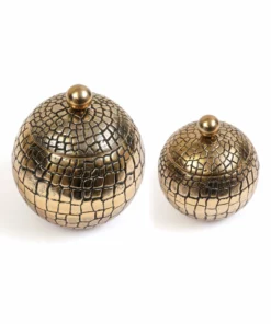 Inspire Me! Home Decor Round Gold Jar With Crocodile Print Pattern (2 Sizes)