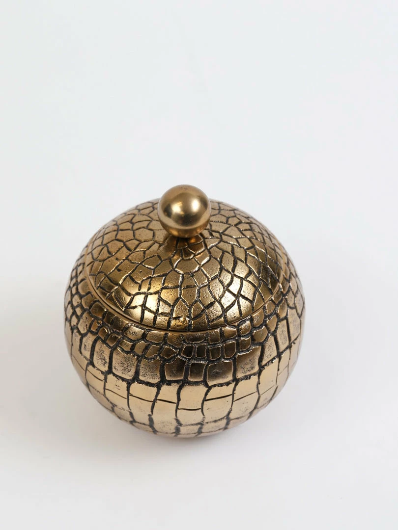 Inspire Me! Home Decor Round Gold Jar With Crocodile Print Pattern (2 Sizes) 6 Inspire Me! Home Decor Round Gold Jar With Crocodile Print Pattern (2 Sizes)