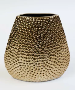 Inspire Me! Home Decor Beaded Textured Wide Gold Vase