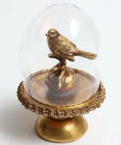 Inspire Me! Home Decor Golden Bird In Glass Cloche
