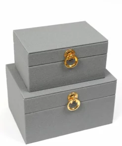 Inspire Me! Home Decor Set Of 2 Faux Leather Boxes W/ Gold Accent (2 Colors) 11 Inspire Me! Home Decor Set Of 2 Faux Leather Boxes W/ Gold Accent (2 Colors)
