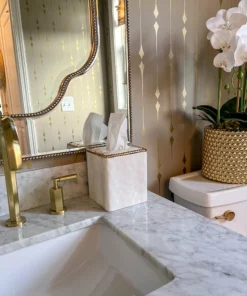 Inspire Me! Home Decor White Beaded Square Tissue Box Cover (2 Colors)