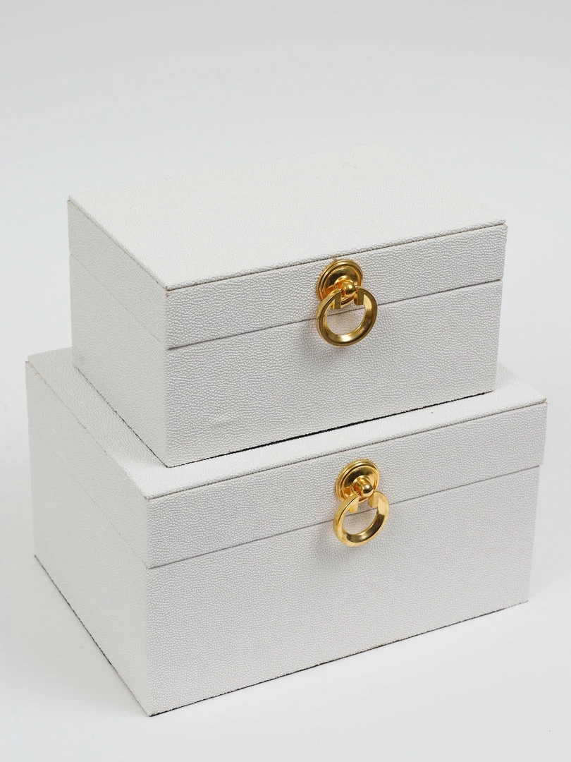 Inspire Me! Home Decor Set Of 2 Faux Leather Boxes W/ Gold Accent (2 Colors) 4 Inspire Me! Home Decor Set Of 2 Faux Leather Boxes W/ Gold Accent (2 Colors)