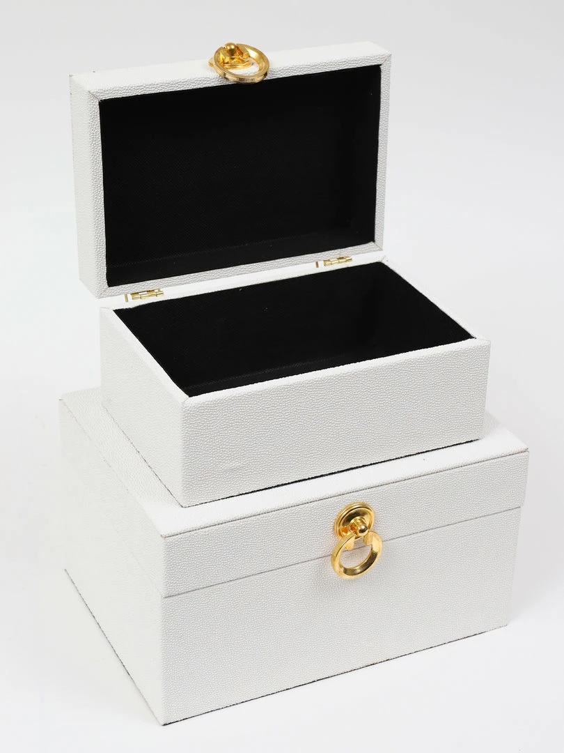 Inspire Me! Home Decor Set Of 2 Faux Leather Boxes W/ Gold Accent (2 Colors) 7 Inspire Me! Home Decor Set Of 2 Faux Leather Boxes W/ Gold Accent (2 Colors)