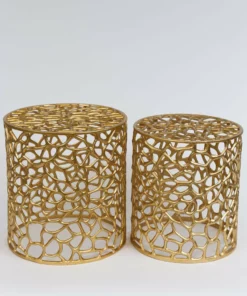 Inspire Me! Home Decor Openwork Coral Gold Sidetables (Set Of 2)