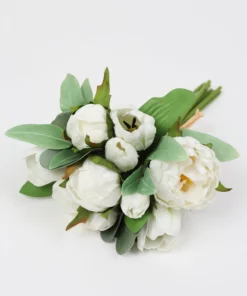 Inspire Me! Home Decor 13" Real Touch White Peony, Tulip And Eucalyptus Bouquet