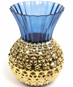 Inspire Me! Home Decor Blue & Gold Textured Vase (2 Sizes)