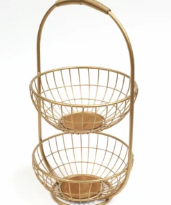 Inspire Me! Home Decor Gold Metal Two Tier Storage Basket