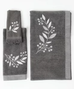 Inspire Me! Home Decor BATHROOM Granite Towel With Leaf & Vine Pattern (3 Sizes)