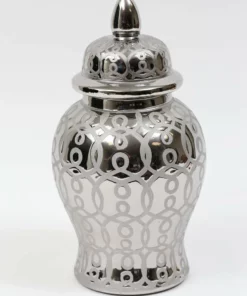 Inspire Me! Home Decor Mini Silver Patterned Ginger Jar