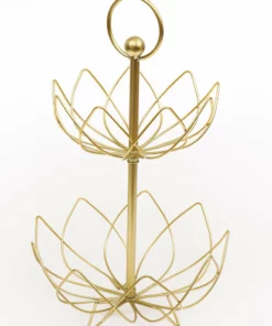 Inspire Me! Home Decor Gold Flower Shaped Metal Two-Tiered Display
