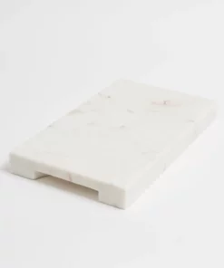 Inspire Me! Home Decor White Marble Rectangular Board With Grooved Handles