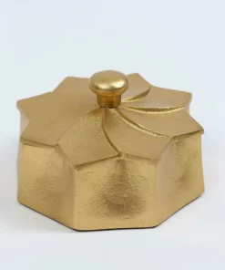 Inspire Me! Home Decor Golden Flower Decorative Box With Lid