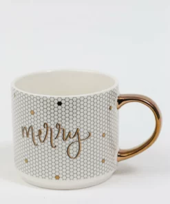 Inspire Me! Home Decor Gold Merry Mosaic Mug