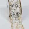 Inspire Me! Home Decor Velvet White And Gold Metallic Marble Print Ribbon