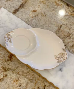 Inspire Me! Home Decor White Two Piece Coffee/Tea Set With Gold Accents