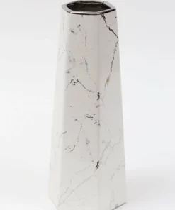 Inspire Me! Home Decor White And Silver Marble Design Vase " From Pops Of Color Home Collection"