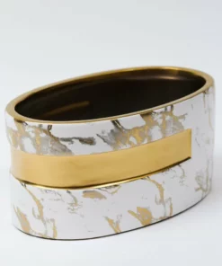Inspire Me! Home Decor White And Gold Marble Design Oval Vase " From Pops Of Color Home Collection"