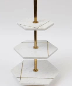 Inspire Me! Home Decor Three Tiered Marble Stand With Gold Inlay
