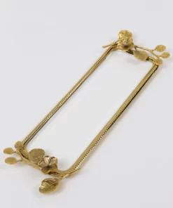 Inspire Me! Home Decor Rectangle Gold Floral Tray With White Enamel Interior